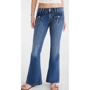 Aeropostale Blue Low Rise Flare Jeans Front Button Pocket Y2K 2000s Retro 8R